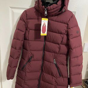 Andrew Marc Stretch Puffer Jacket Maroon (Small)